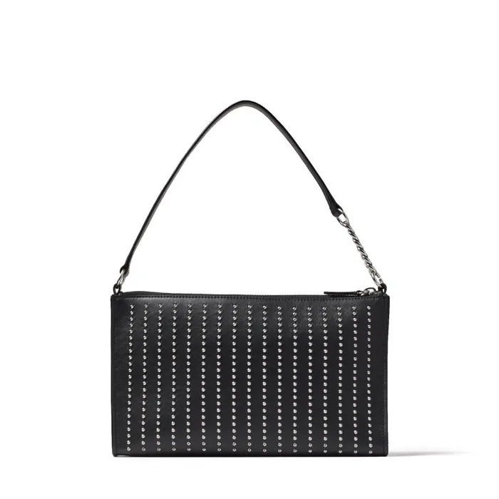 Callie Mini Hobo Black Smooth Calf Leather Mini Hobo Handbag With Stud Embellishment Black Women JIMMY CHOO Small Leather Goods