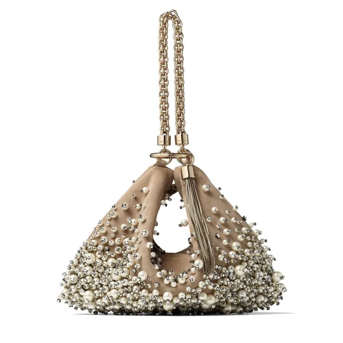 Callie Nude Suede Clutch Bag With Dgrad Pearl Embroidery Nude Women JIMMY CHOO Clutch Bags Callie Nude Suede Clutch Bag With Dgrad Pearl Embroidery Nude Women JIMMY CHOO Clutch Bags