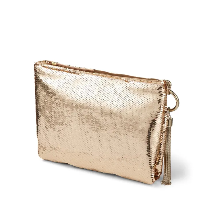 Callie RoseGold Micro Paillettes Clutch Bag With Chain Strap Rose Gold Women JIMMY CHOO Clutch Bags