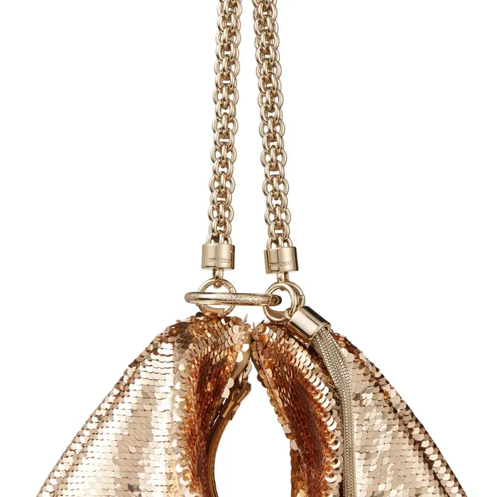 Callie RoseGold Micro Paillettes Clutch Bag With Chain Strap Rose Gold Women JIMMY CHOO Clutch Bags