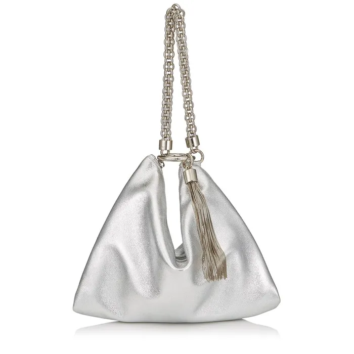 Callie Silver Metallic Leather Clutch Bag Silver Women JIMMY CHOO Clutch Bags