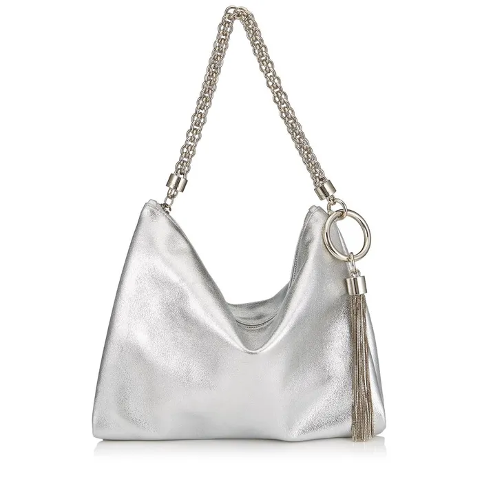 Callie Silver Metallic Leather Clutch Bag Silver Women JIMMY CHOO Clutch Bags