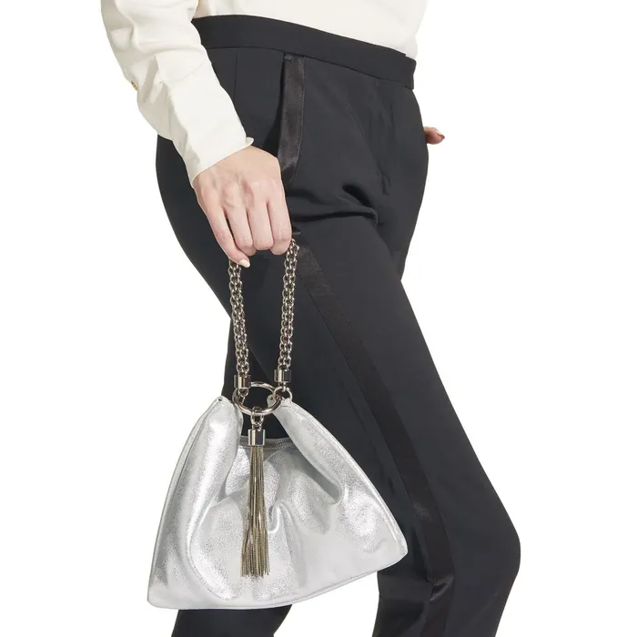 Callie Silver Metallic Leather Clutch Bag Silver Women JIMMY CHOO Clutch Bags