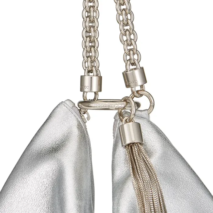 Callie Silver Metallic Leather Clutch Bag Silver Women JIMMY CHOO Clutch Bags