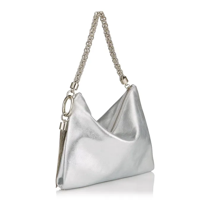 Callie Silver Metallic Leather Clutch Bag Silver Women JIMMY CHOO Clutch Bags