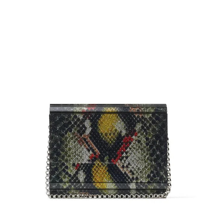 Candy SeaGreen PythonPrint Fine Glitter Acrylic Clutch Bag Sea Green Mix Women JIMMY CHOO Clutch Bags