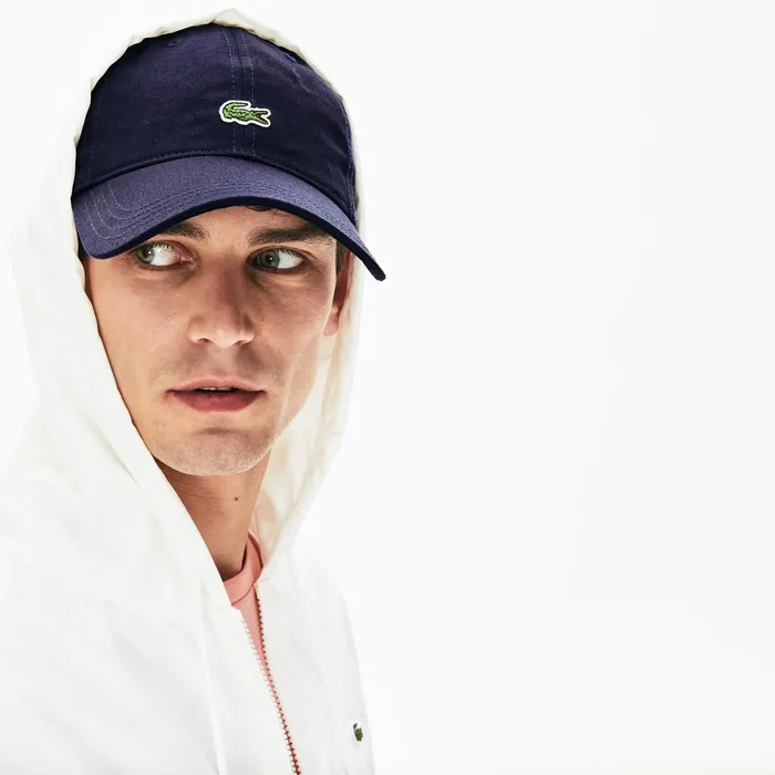 Caps and Hats Lacoste Mens Contrast Strap Cotton Twill Cap Navy Blue Shop Online