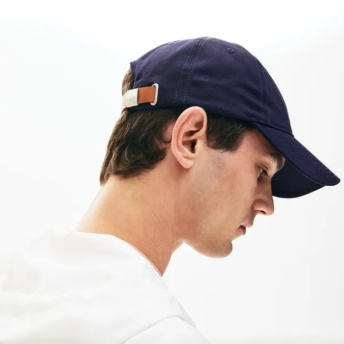 Caps and Hats Lacoste Mens Contrast Strap Cotton Twill Cap Navy Blue Shop Online
