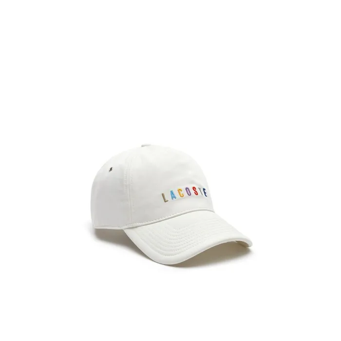 Caps and Hats Lacoste Mens Multicolored Logo Cotton Cap White Gift for Friend