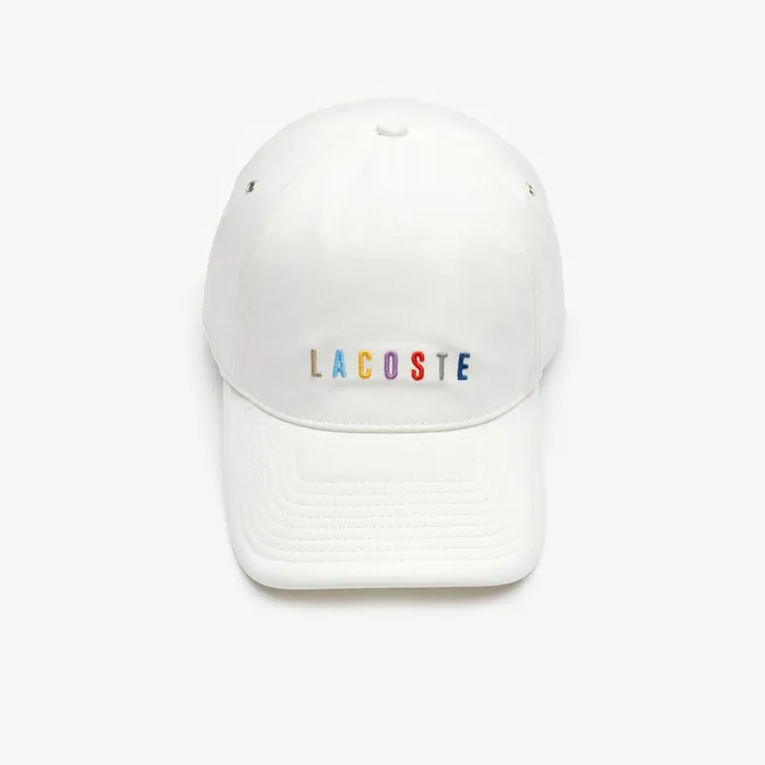 Caps and Hats Lacoste Mens Multicolored Logo Cotton Cap White Gift for Friend