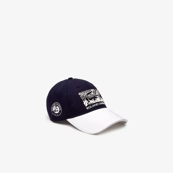 Caps and Hats Lacoste Mens SPORT Roland Garros Edition BiColor Print Cap Navy BlueWhite Near Me