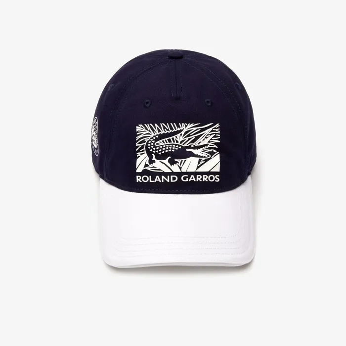 Caps and Hats Lacoste Mens SPORT Roland Garros Edition BiColor Print Cap Navy BlueWhite Near Me