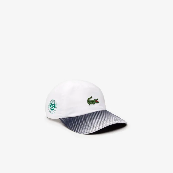 Caps and Hats Lacoste Mens SPORT Roland Garros Ombr Cap WhiteNavy Blue For Sale Online