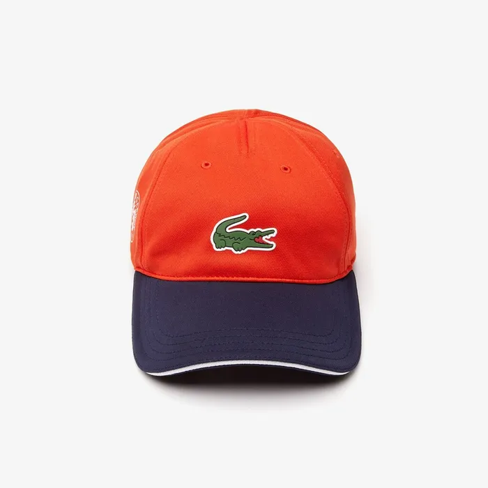 Caps and Hats Lacoste Mens SPORT Roland Garros TwoTone Piqu Cap RedNavy BlueWhite On Sale