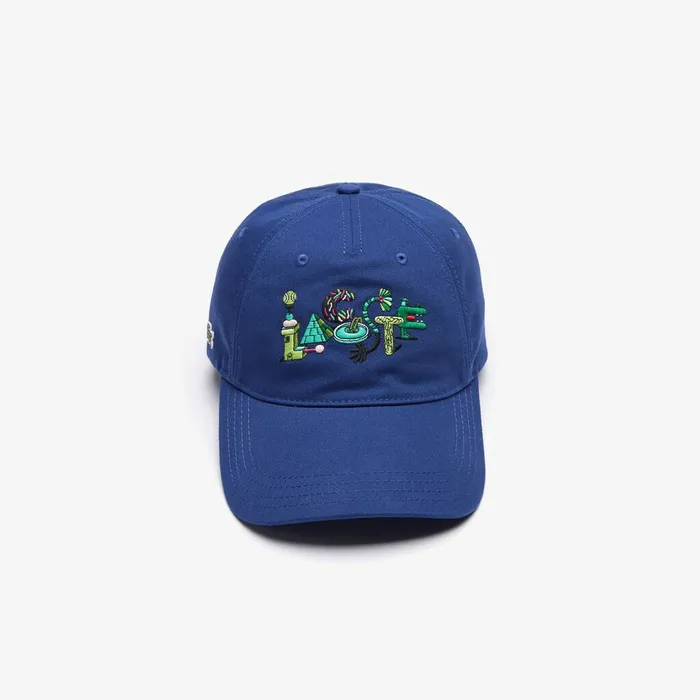 Caps and Hats Lacoste Mens Unisex x Jeremyville Print Cotton Cap Navy Blue Online