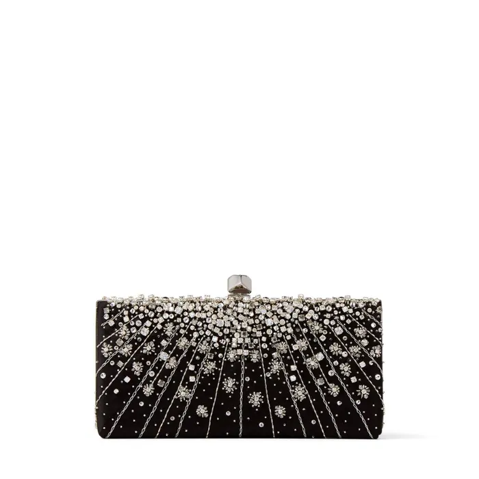 CelesteS Black Satin Clutch Bag With Dgrad Crystals And Cube Clasp Black Women JIMMY CHOO Clutch Bags CelesteS Black Satin Clutch Bag With Dgrad Crystals And Cube Clasp Black Women JIMMY CHOO Clutch Bags