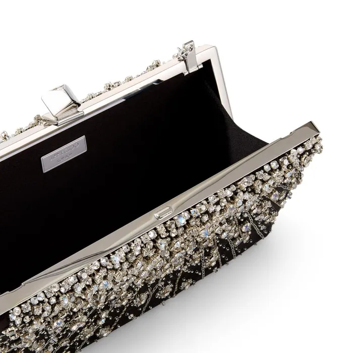 CelesteS Black Satin Clutch Bag With Dgrad Crystals And Cube Clasp Black Women JIMMY CHOO Clutch Bags CelesteS Black Satin Clutch Bag With Dgrad Crystals And Cube Clasp Black Women JIMMY CHOO Clutch Bags