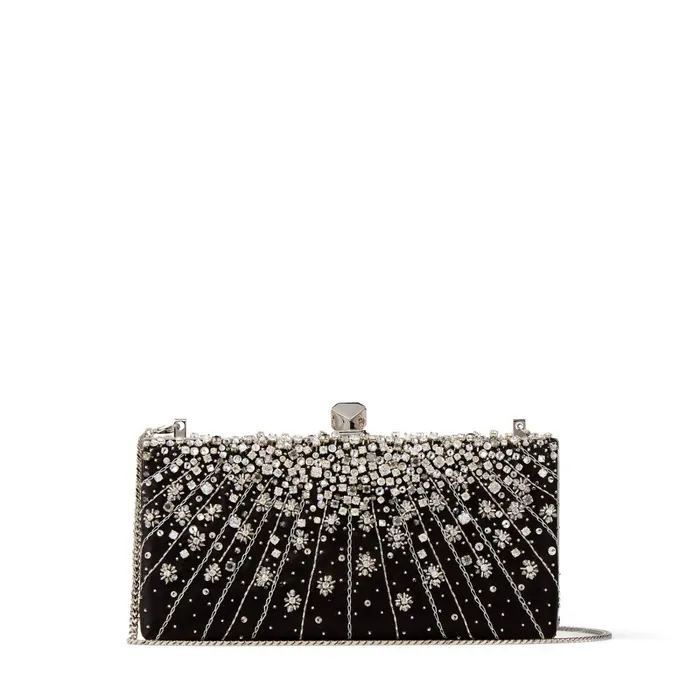 CelesteS Black Satin Clutch Bag With Dgrad Crystals And Cube Clasp Black Women JIMMY CHOO Clutch Bags CelesteS Black Satin Clutch Bag With Dgrad Crystals And Cube Clasp Black Women JIMMY CHOO Clutch Bags
