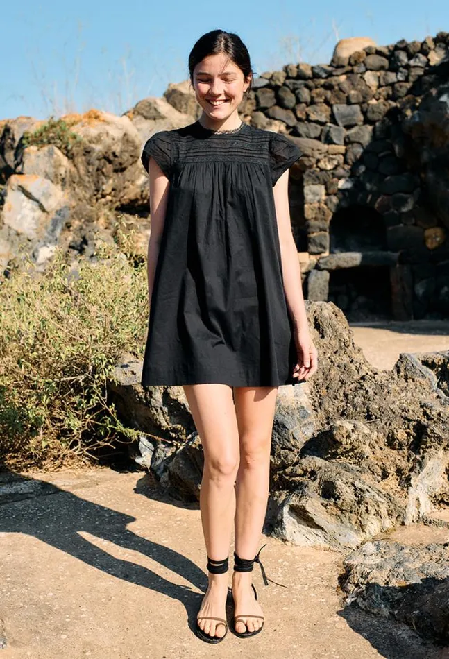 Ciao Lucia Anabela Black Cotton Mini Dress Women Mini Dresses