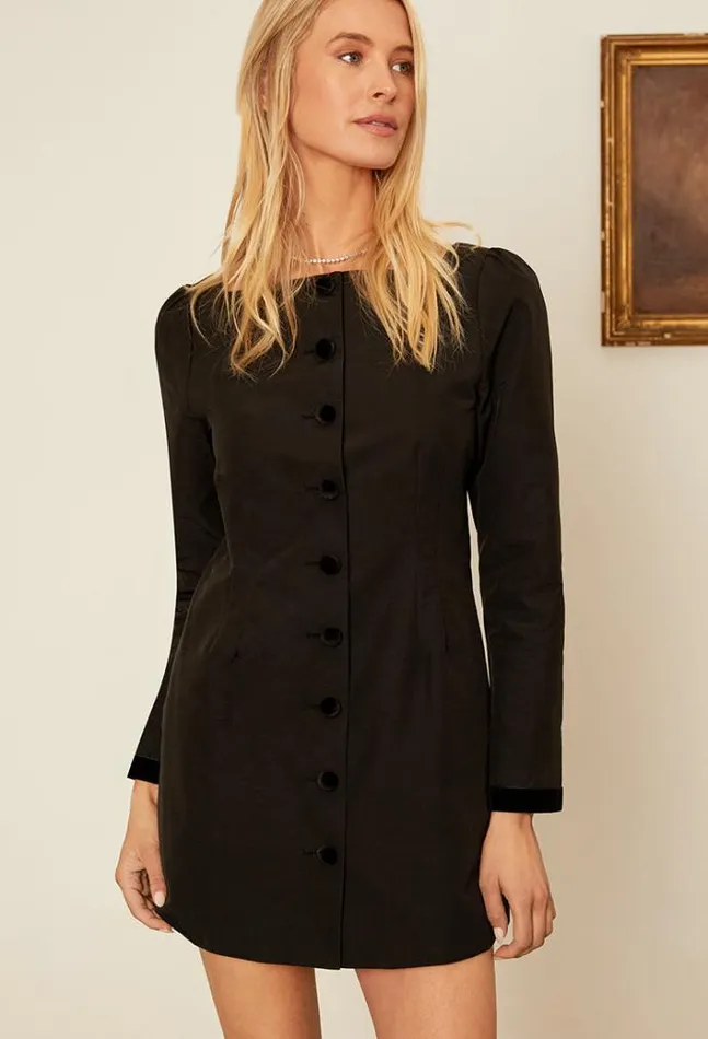 Ciao Lucia Antoinette Faille Button Down Mini Dress Women Evening Dresses