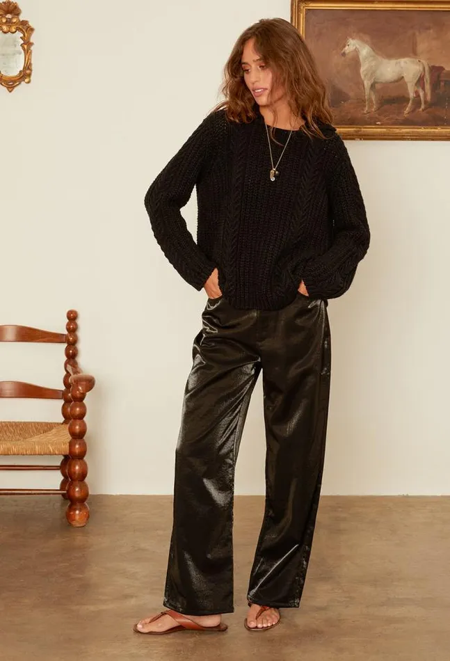 Ciao Lucia Aubrey Black Cotton Collared Pullover PreOrder Women Polo Sweaters