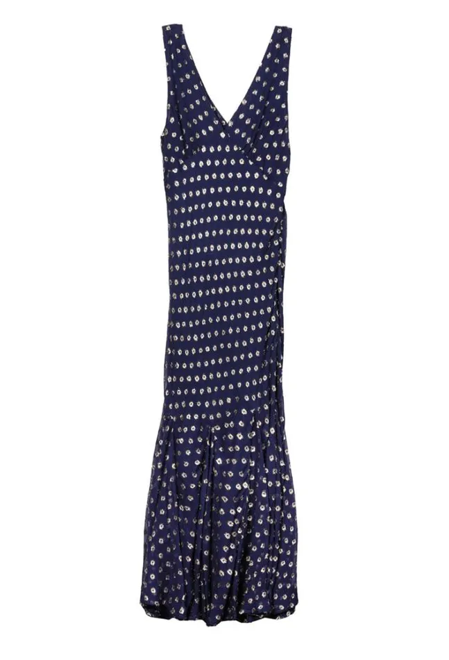 Ciao Lucia Clarette Georgette Navy Slip Dress With Gold Metallic Dots Women Long Dresses