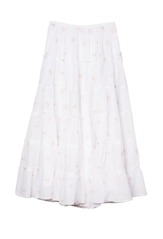 Ciao Lucia Coralie White Embroidered Maxi Skirt Women Skirts