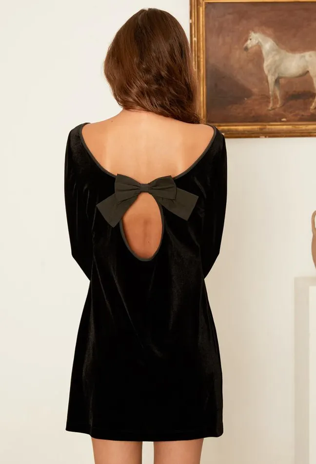 Ciao Lucia Genevieve Velvet Mini Dress With Bow Women Mini Dresses