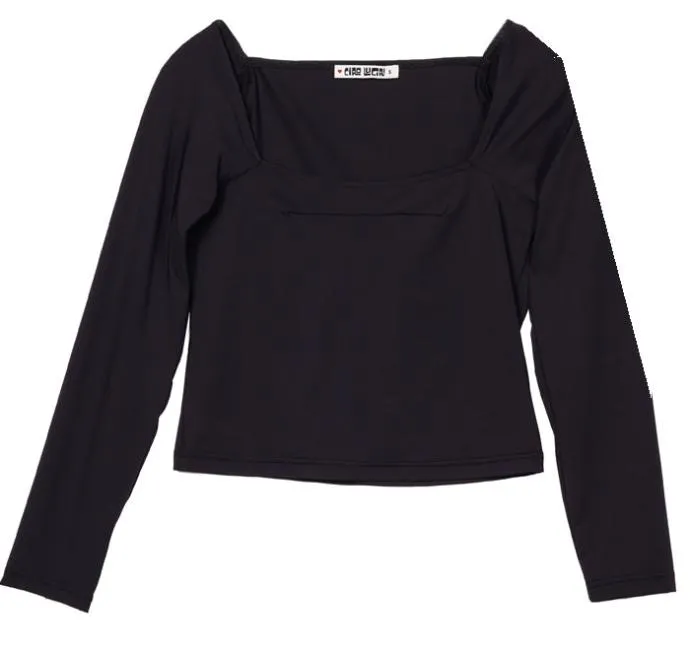 Ciao Lucia Ines Square Neck Jersey Top Women Long Sleeve Tops