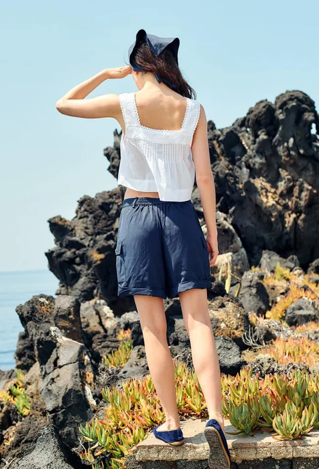Ciao Lucia Izabel White Cotton Sleeveless Top Women Sleeveless Tops