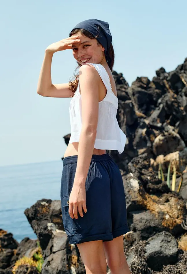 Ciao Lucia Izabel White Cotton Sleeveless Top Women Sleeveless Tops