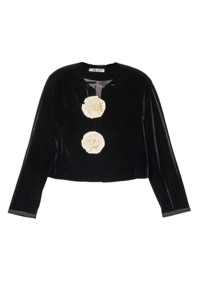 Ciao Lucia Javiera Velvet Jacket With Rosettes Women Long Sleeve Tops