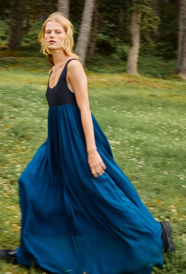 Ciao Lucia Ninette Navy Chiffon And Jersey Maxi Dress Women Evening Dresses