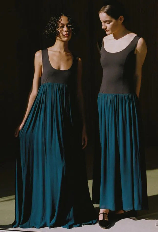 Ciao Lucia Ninette Navy Chiffon And Jersey Maxi Dress Women Evening Dresses