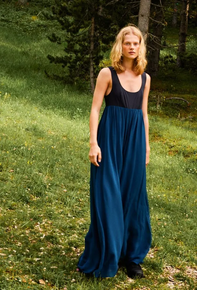 Ciao Lucia Ninette Navy Chiffon And Jersey Maxi Dress Women Evening Dresses