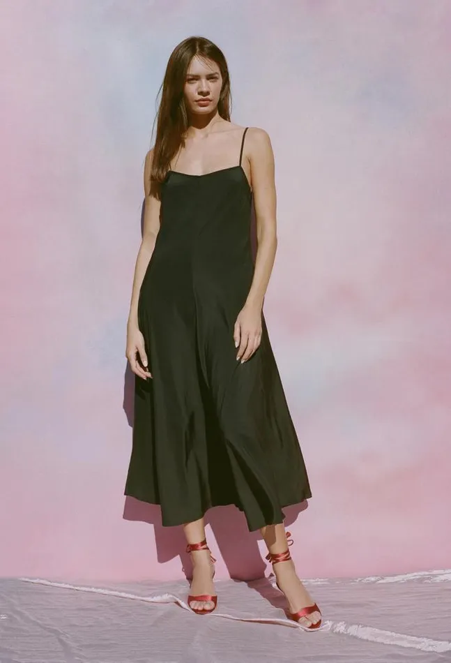 Ciao Lucia Online Cristina Dress Matte Black Women Satin Dresses