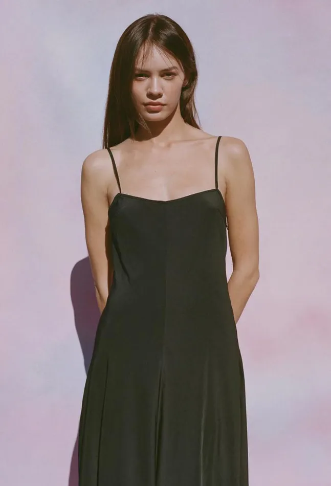 Ciao Lucia Online Cristina Dress Matte Black Women Satin Dresses