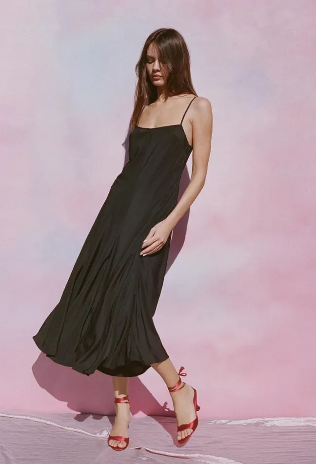 Ciao Lucia Online Cristina Dress Matte Black Women Satin Dresses