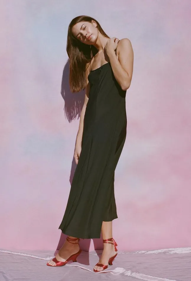 Ciao Lucia Online Cristina Dress Matte Black Women Satin Dresses