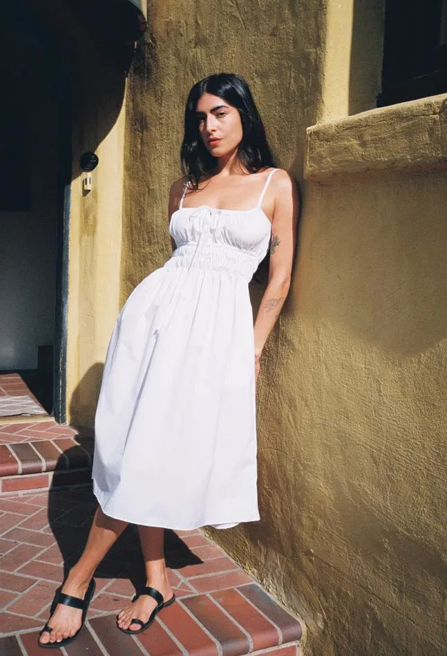 Ciao Lucia Online Gabriela Dress White Washed Cotton Women Long Dresses