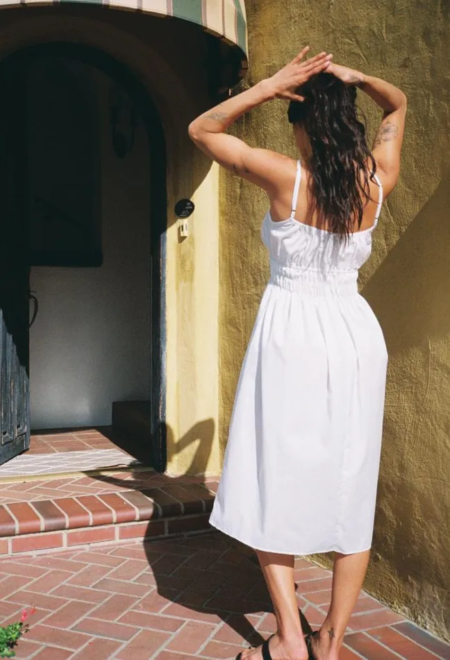 Ciao Lucia Online Gabriela Dress White Washed Cotton Women Long Dresses