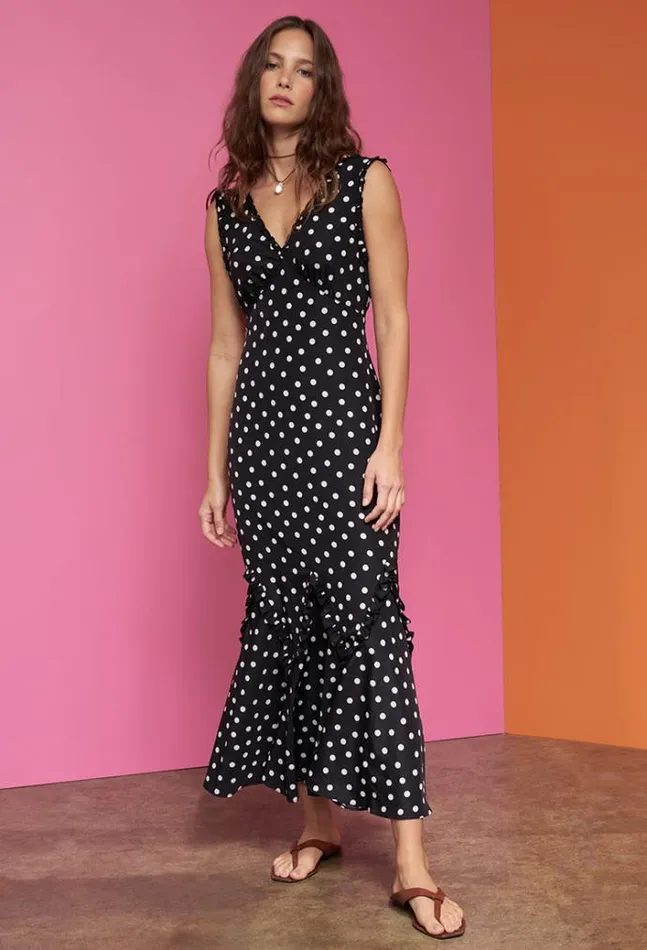 Ciao Lucia Online Hedia Dress Polka Dot Women Long Dresses