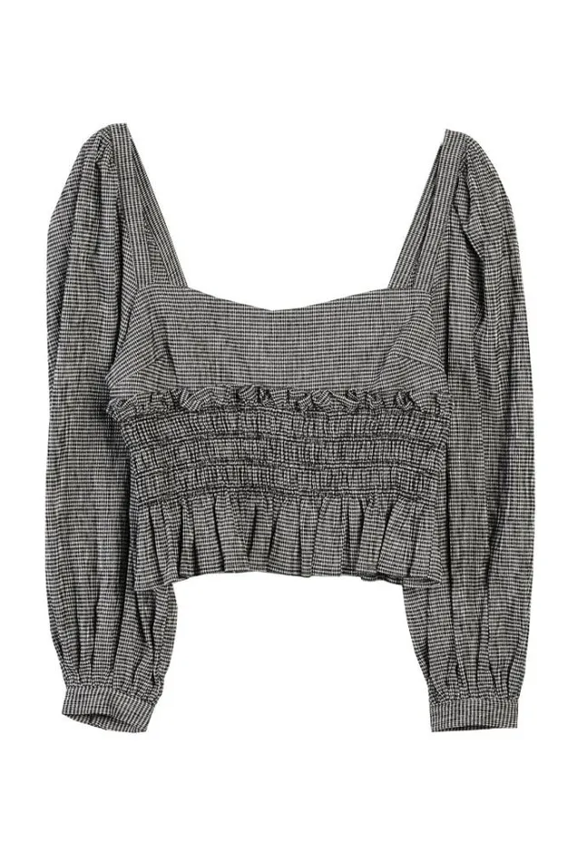 Ciao Lucia Online Katina Top Gingham Women Long Sleeve Tops