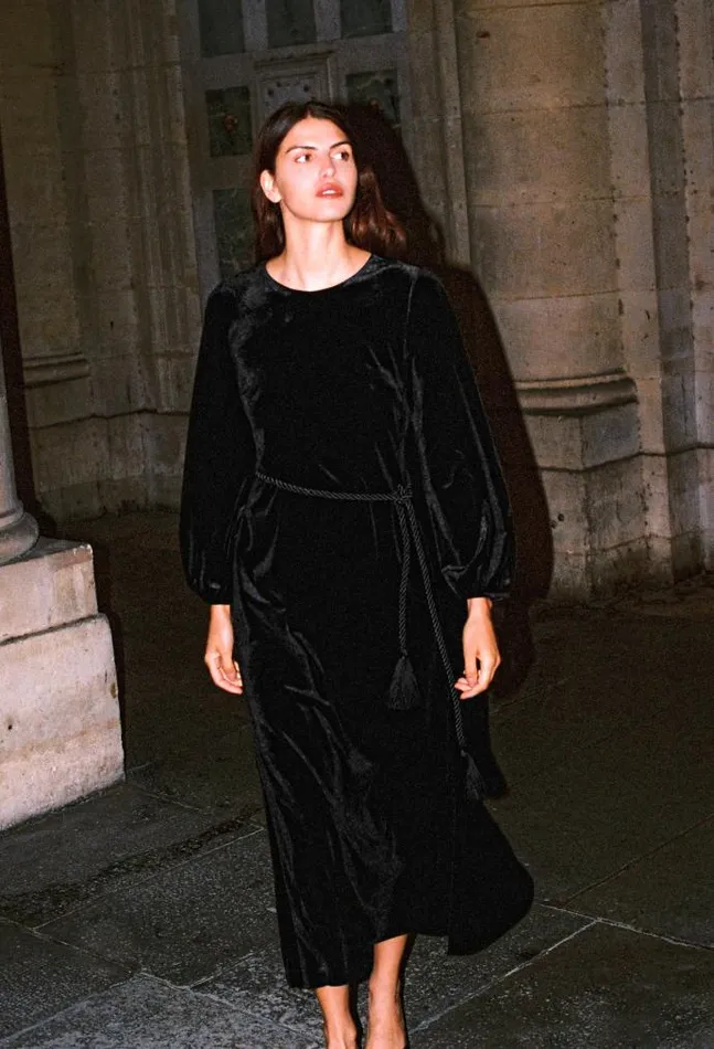 Ciao Lucia Online Magdalena Dress Black Velvet Women Long Dresses