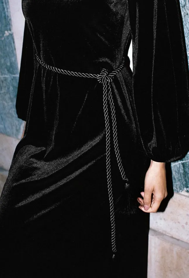 Ciao Lucia Online Magdalena Dress Black Velvet Women Long Dresses