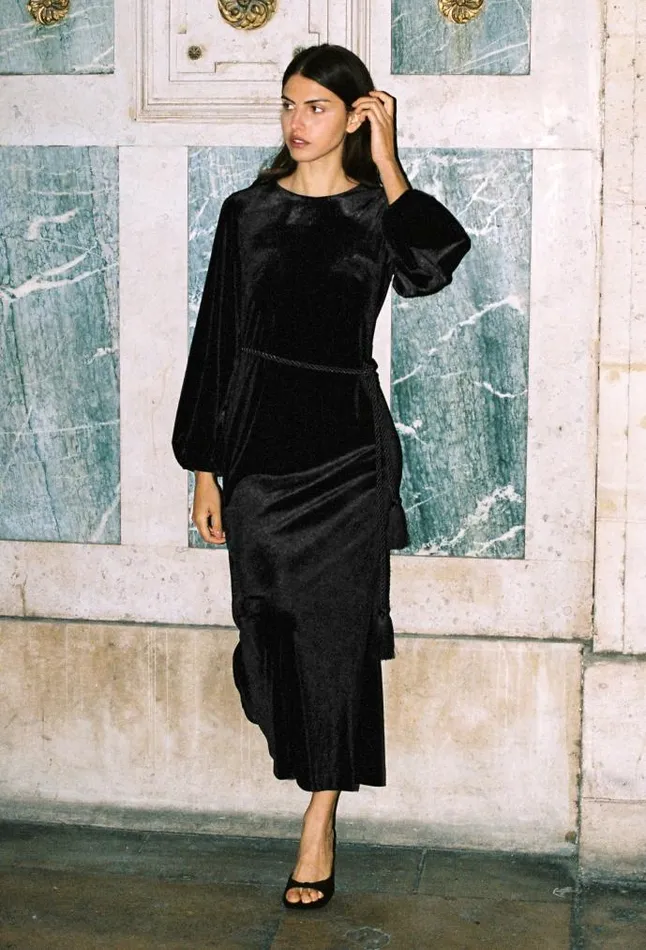 Ciao Lucia Online Magdalena Dress Black Velvet Women Long Dresses