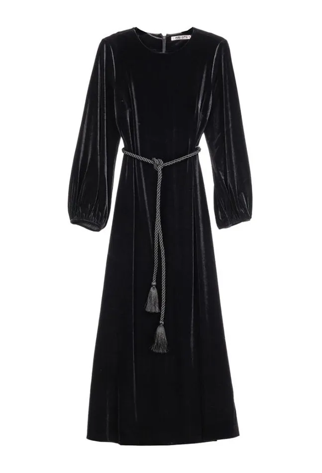 Ciao Lucia Online Magdalena Dress Black Velvet Women Long Dresses