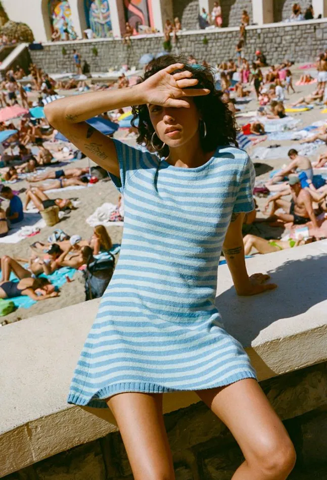 Ciao Lucia Online Short Sleeve Floriana Acqua Women Knit Dresses