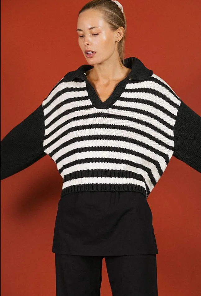 Ciao Lucia Online Venezia Polo Block Stripe Women Polo Sweaters