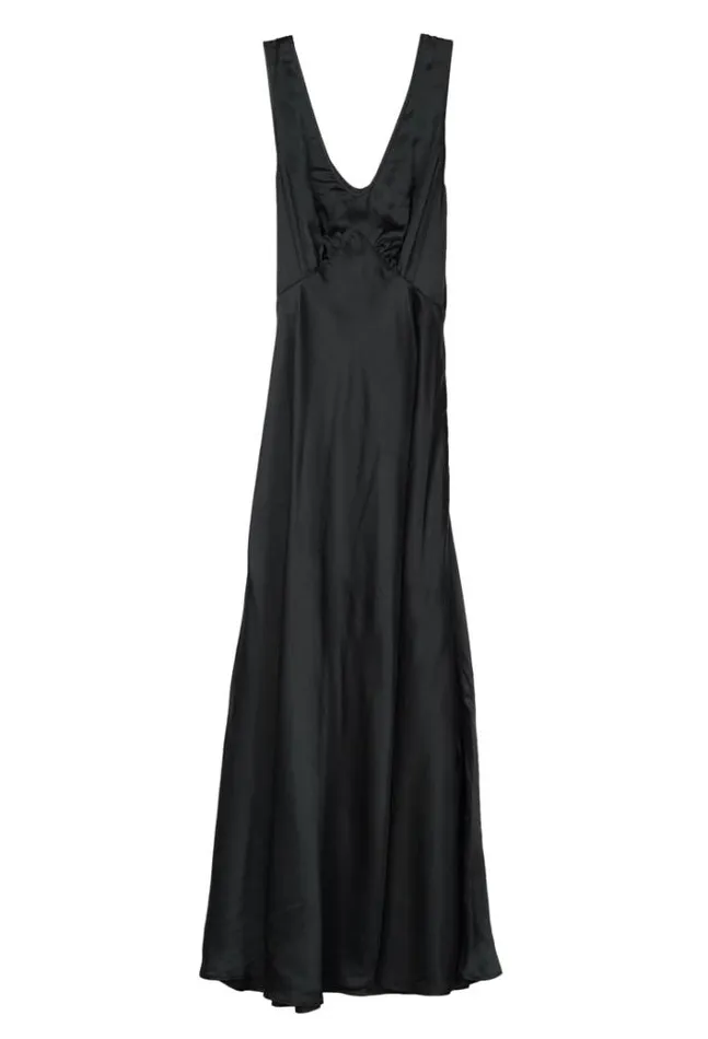 Ciao Lucia Reine Black Satin Maxi Dress Women Long Dresses